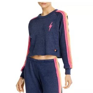 Aviator Nation Striped cropped sweatshirt